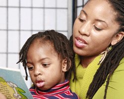 South African Children's Literature - mother and child reading a book