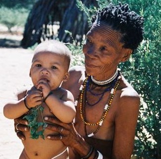 san bushman woman and child