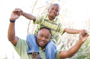 Parenting - Father and son on his shoulders