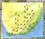 history of South Africa - footprints map