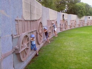 oxwagons.jpg Ox wagons at Voortrekker Monument, Pretoria
