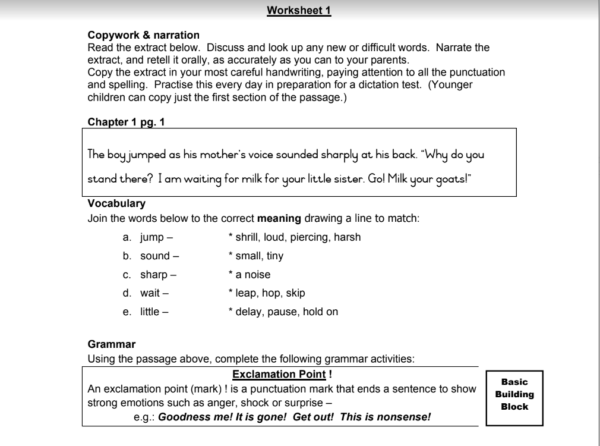 Beginners Language Arts sample page 1