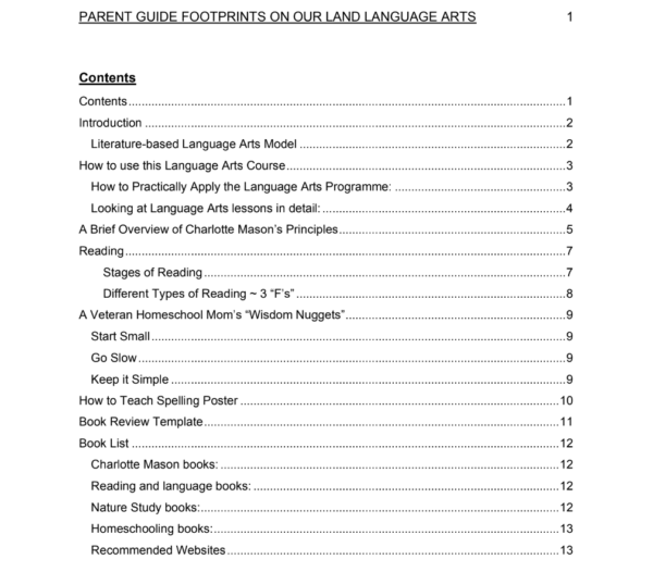 Parent Guide list of topics