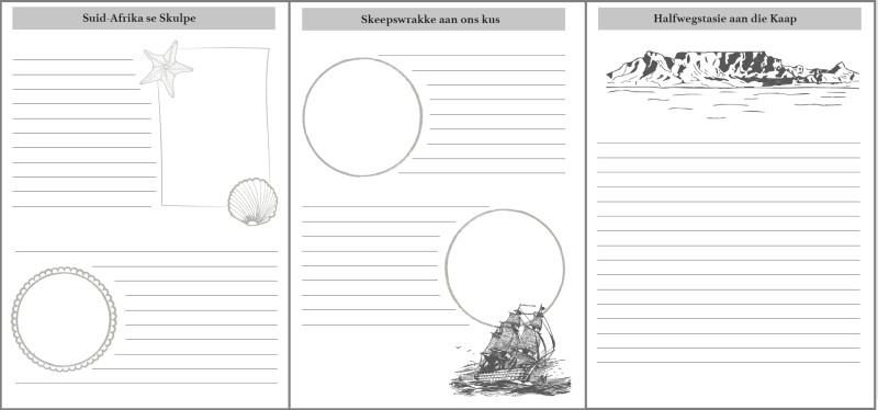 Voetspore werksvelle - homeschool notebooking pages