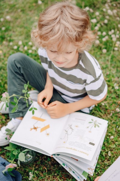 A child doing nature study outside