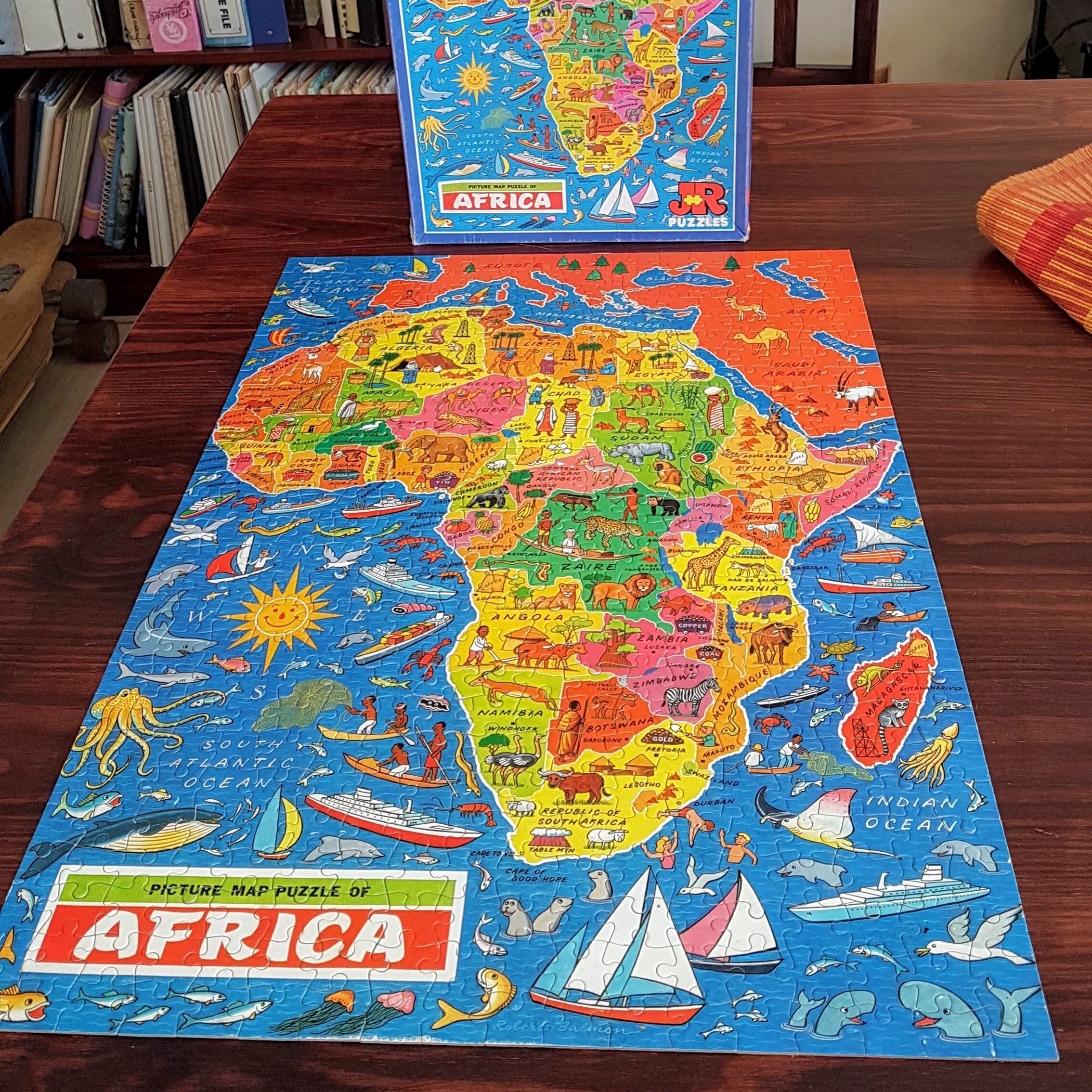 A puzzle map of Africa is a fun way to learn geography in a Charlotte Mason Homeschool in South Africa.