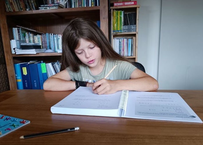 homeschool child doing maths